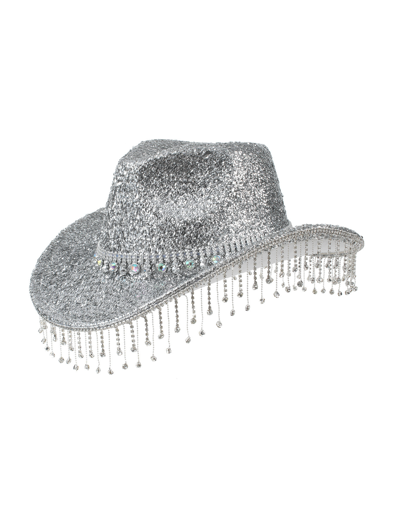 Wide Brim Solid Color Western Cowboy Hat with Rhinestones 