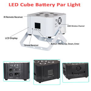 Cả hai ánh sáng 6pcs18w rgbwa + uv6in1 dẫn ánh sáng sân khấu DMX 512 Wifi mệnh pin điện từ xa không dây uplight cho tiệc cưới - Product Image 4