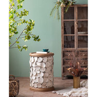 Table d'appoint vintage avec garniture de pétale, ensemble de table centrale, table basse rustique en bois naturel