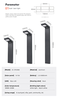 Lampe solaire de jardin minimaliste à émission latérale, étanche IP65, 4,5W, en aluminium monobloc, pour extérieur
