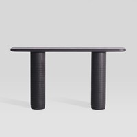 Table de couloir de luxe série Savannah 1500 mm en bois de frêne massif avec base nervurée, console pour décoration de hall d'entrée de luxe