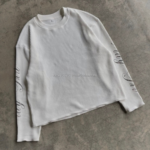 T-shirt Termica in Cotone Waffle di Alta Qualità per Uomo, Maglietta Casual a <span class=keywords><strong>Maniche</strong></span> <span class=keywords><strong>Lunghe</strong></span> Personalizzata e Pesante - Product Image 1