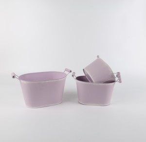Juego <span class=keywords><strong>de</strong></span> tres macetas <span class=keywords><strong>de</strong></span> Metal galvanizado, decoración <span class=keywords><strong>de</strong></span> jardín verde Lila, flores y hierba, con mango - Product Image 4