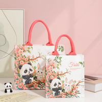 Sac en toile réutilisable au design innovant avec logo personnalisé Panda&Bunny, fermeture éclair/ouverture, pour promotion d'entreprise, publicité en supermarché
