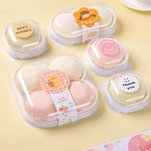 Plástico transparente Twin Moon Cake Blister Packaging PET Muffin Postre Clear Two Cupcake Packaging Container con tapa <span class=keywords><strong>de</strong></span> cúpula - Product Image 2