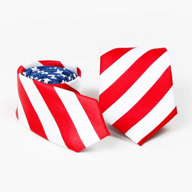 Dasi Bendera Nasional Amerika Pria, Dasi Leher Klasik untuk Hari Kemerdekaan