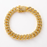 Collier et bracelet hip-hop polyvalents personnalisés pour hommes, bijoux chaîne cubaine punk diamantée de style européen et américain