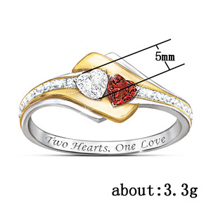 Two Tone Engraved Double Heart <b>Ring</b> European Style Women <b>Ring</b> Romantic Birthday Valentine Gift <b>For</b> <b>Girlfriend</b> Jewelry - Product Image 5