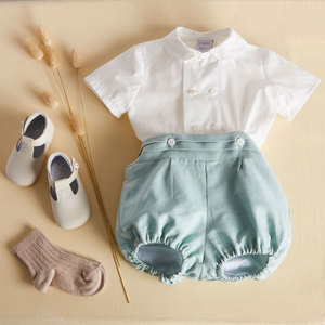 2022 niños <span class=keywords><strong>ropa</strong></span> de verano español niño bebé niño <span class=keywords><strong>ropa</strong></span> conjuntos camisas con pantalones cortos a rayas al por mayor 08AS105375 - Product Image 5
