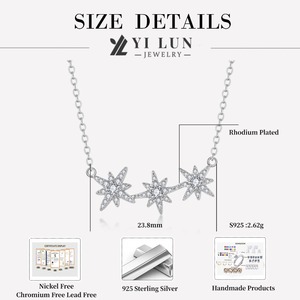 Élégant 3 étoiles Zircon pendentif collier en argent Sterling 925 étincelant étoile Design mode bijoux cadeau pour les femmes pour les mariages - Product Image 5