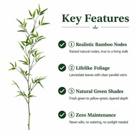 Faux bambou artificiel réaliste de 150 cm de haut avec feuilles vertes pour la décoration du salon, de l'hôtel, de la maison de thé, en stock