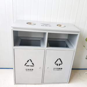 Large Outdoor Stainless Steel Trash Can L90*W33*H95cm <b>Double</b> Sided For Sanitation And Residential Use - Product Image 2