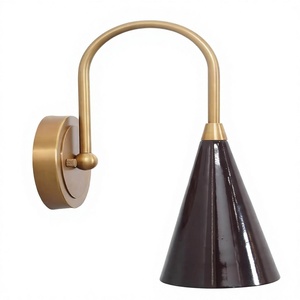 Black Single <b>Shade</b> Sputnik Brass Lotus Wall <b>Lamp</b> – Unique Wall Sconce Lighting Fixture - Product Image 2