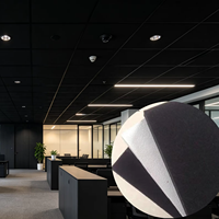 Dalles de plafond acoustiques en fibres minérales noires 600x600, panneaux de plafond insonorisants et ignifuges pour faux plafond de bureau moderne