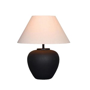 Lampe de table rétro chinoise pour chambre Wabi-sabi Lampe décorative en céramique pour chambre d'hôtel Lampe de chevet éclairage de nuit Abat-jour en tissu - Product Image 5