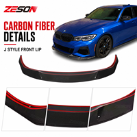 ZESON Lame de séparation avant en fibre de carbone véritable style J pour BMW Série 3 G20 Pre-LCI 325i 330i M340i 2019-2022