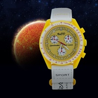 Vente en gros d'usine, montre à quartz unisexe sport Planet Moon avec bracelet en PU de différentes couleurs et fermeture Velcro