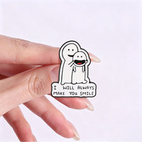 Épinglette en émail décorative en métal avec figurines de dessin animé enlacées, pour sac à dos, veste, sac, avec slogan tendance, accessoire de mode et ornement