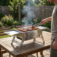 Fournisseur de grills BBQ OEM ODM, grill au charbon de bois portable en acier inoxydable, grill de table pliable, vente en gros