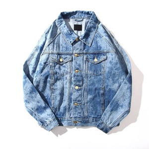 OEM Wholesale Guangzhou Male Oversized Bleached <b>Denim</b> Jacket <b>Coat</b> Custom Mens Acid Washed Bomber Jean Jackets - Product Image 3