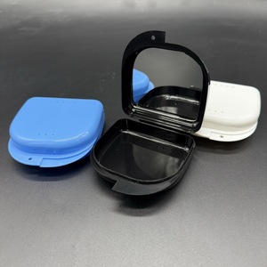 Dental <b>small</b> open denture case with <b>mirror</b>, invisible aligner case with <b>mirror</b>, <b>small</b> dental retainer case, aligner storage box - Product Image 2