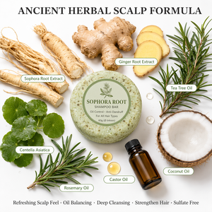 Champú Sólido Herbal con Extracto Natural de Raíz de Sófora, Refrescante para el Cuero Cabelludo, Equilibra la Grasa, Sin Sulfatos, OEM 60g - Product Image 3