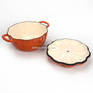 Casserole polyvalente avec couvercle, cocotte avec revêtement <span class=keywords><strong>émaillé</strong></span> antiadhésif, marmite à soupe, cocotte en fonte, cocotte en forme de citrouille - Product Image 5