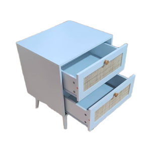 Table de chevet en rotin à <span class=keywords><strong>2</strong></span> tiroirs, table de chambre à coucher en bois, tiroir en bois, accent pour appartement, salon, chambre à coucher, décoration moderne pour la maison - Product Image 5