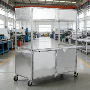 Carrito de Comida Portátil Plegable de Acero Inoxidable con Ruedas, Resistente a la Corrosión, con 4 Ruedas, Garantía de 2 Años, para Helados, Hot Dogs, Café y Otros Alimentos - Product Image 6