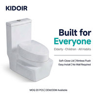 KIDOIR Siège de toilette tout-en-un pour accroupissement et assise, avec abattant doux, sans rebord, installation facile, sans fixation murale, pour personnes âgées et enfants