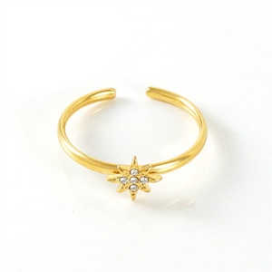 Wholesale Minimalist Jewelry Women Finger <b>Ring</b> Stainless Steel Adjustable Zircon Star Charm Cuff <b>Rings</b> - Product Image 1