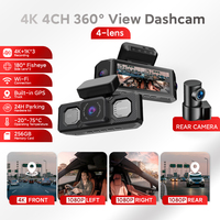 Caméra embarquée GPS 4K 4 canaux avec WiFi, vue panoramique à 360°, vision nocturne supérieure, écran IPS, enregistreur vidéo