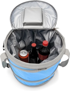 Pop up mayorista impermeable tapa suave superior forma abierta bolsa de comestibles cerveza presupuesto circular aislado plegable redondo enfriador bolsa - Product Image 2
