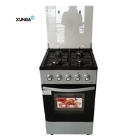 Cuisinière à Gaz Professionnelle Xunda 50x50 cm avec Four Combiné, 4 Brûleurs et Gril
