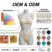Badpak van gerecycled textiel voor dames, gerimpeld, vierkante hals, brede bandjes, top met kralen, slipje met parelversiering, tweedelig zwempak