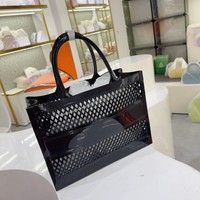 Sac de plage unisexe personnalisé en PVC grande capacité, pochette d'été colorée en silicone creux avec fermeture ouverte