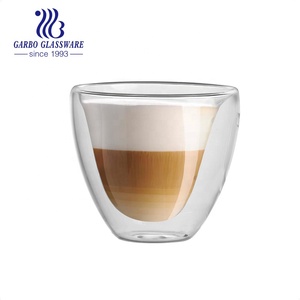 Taza de vidrio de borosilicato resistente al calor, taza de vidrio de doble pared con mango para café, proveedor de china, taza de vidrio de agua para <span class=keywords><strong>tienda</strong></span> - Product Image 2