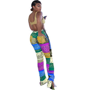 2020 nuovo Disegno di Modo Delle Donne Fessura del Lato <span class=keywords><strong>Pantaloni</strong></span> <span class=keywords><strong>Lunghi</strong></span> di Stile Africano di Stampa Dalla Fasciatura <span class=keywords><strong>Pantaloni</strong></span> - Product Image 4