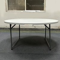 Table Ronde Pliante en Plastique pour 10 Personnes, 1,5 m (60 pouces), Idéale pour Banquets, Événements Extérieurs, Mariages, Restaurants et Salles à Manger - Vente en Gros