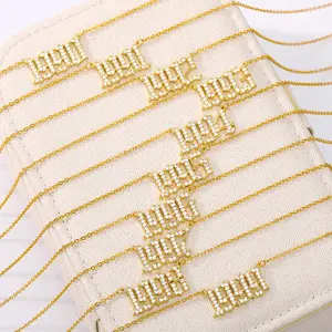 2021 New Hip Hop Jewelry 18K Gold Plated Stainless Steel Necklace A-Z Alphabet Pendant Single Lock Letters Pendant Necklace