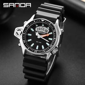 Reloj Deportivo Digital de Cuarzo para Hombre SANDA 3008, Reloj de Buceo Creativo, Reloj Despertador Impermeable con Pantalla Dual - Product Image 1