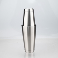 Ensemble de shakers à cocktails Boston 3 pièces 17 oz et 24 oz en acier inoxydable |   Outils de bar professionnels avec passoire et doseur (Argent)