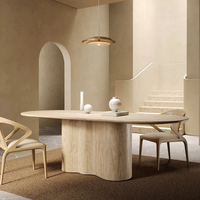 Meubles de maison de Style urbain nordique Wabi-sabi Table longue Table à manger en travertin naturel Beige pour cuisine Restaurant salle à manger