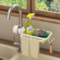 Support de robinet de cuisine personnalisable avec tampon à récurer étagère de rangement en aluminium/métal