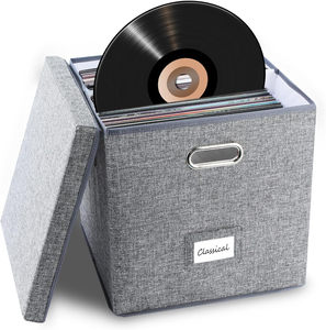 Vinyl Ghi Lưu Trữ Hộp Album Lưu Trữ Giữ 50 + Duy Nhất Hồ Sơ Trang Trí LP Lưu Trữ Tổ Chức Thùng Với Nắp Mạnh Mẽ Di Chuyển Hộp - Product Image 6