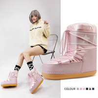 Bottes de ski d'hiver imperméables, douces, antidérapantes et tendance pour femmes, nouveau style, chaudes, résistantes à l'usure, mi-mollet, dessus en PU, fourrées