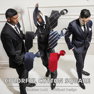Cravates classiques pour hommes pré-nouées, rayées, couleur unie, en polyester, pour usage quotidien, accessoires formels et professionnels - Product Image 2