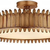 Plafonnier Jingshi Lighting Antique Gold Feather Crown, abat-jour laiteux chaud, éclairage douillet pour chambre à coucher