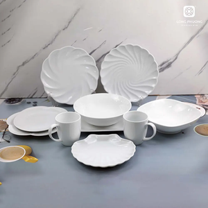 Ensemble d'assiettes en céramique blanche élégante-Couverts ronds de luxe pour les repas modernes et l'hospitalité - Product Image 4