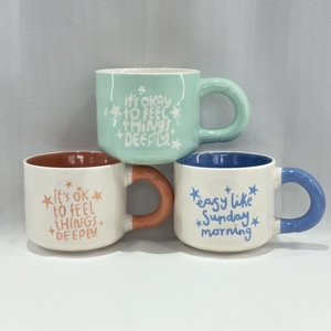 High Quality <b>Cheap</b> Eco-friendly Minimalist Ins Style Irregular Stoneware Ceramic Mug Hand-Pinch Coffee Creative Nordic Cute - Product Image 1